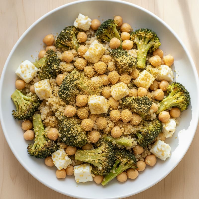 Chickpea and Quinoa Protein Bowl with Roasted Broccoli