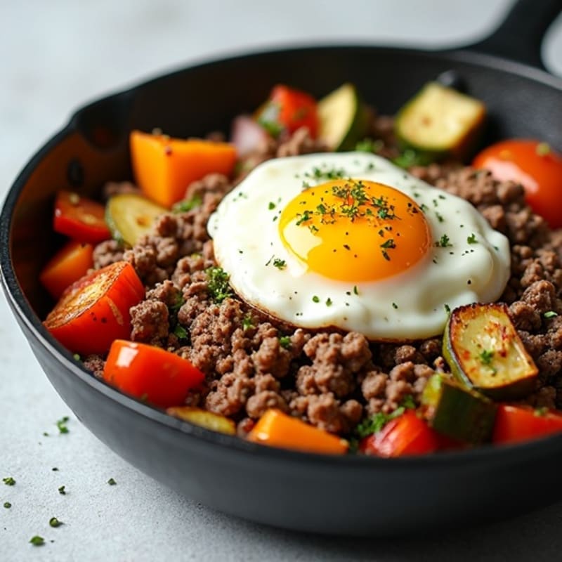Herb-Seasoned Lean Ground Beef Skillet with Roasted Vegetables