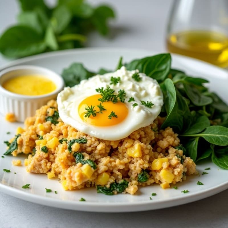 Egg White and Turkey Spinach Scramble with Cottage Cheese