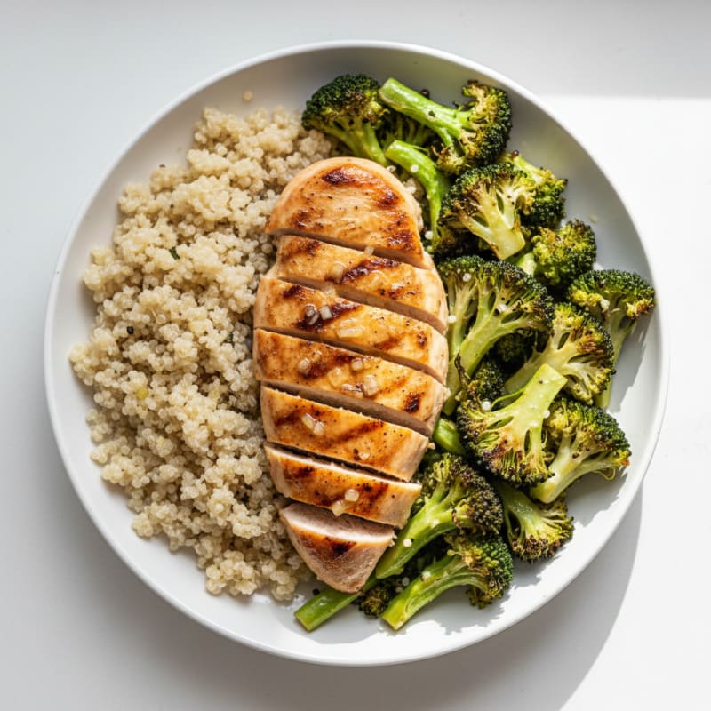 Grilled Chicken Breast with Roasted Broccoli and Quinoa