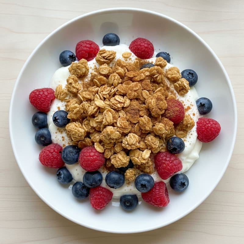 Greek Yogurt Parfait with Mixed Berries and Protein Granola