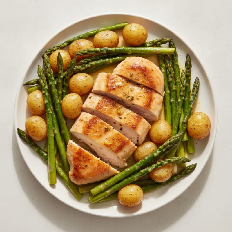 Lemon-Herb Roasted Chicken with Asparagus