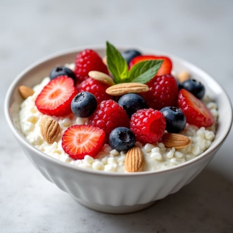 Cottage Cheese Protein Bowl with Mixed Berries and Almonds