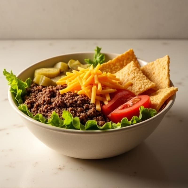 Lean Ground Beef Big Mac Style Crispy Protein Bowl