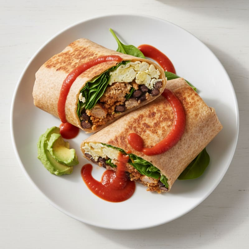 Loaded Breakfast Burrito with Salsa Roja