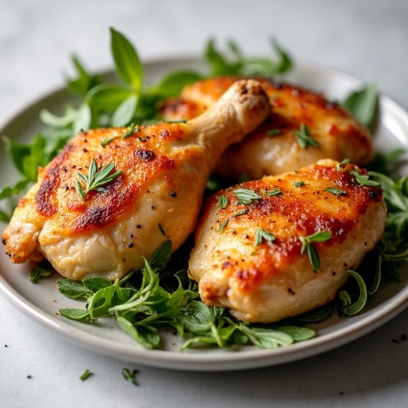 Crispy Herb-Roasted Chicken Thighs with Garlic
