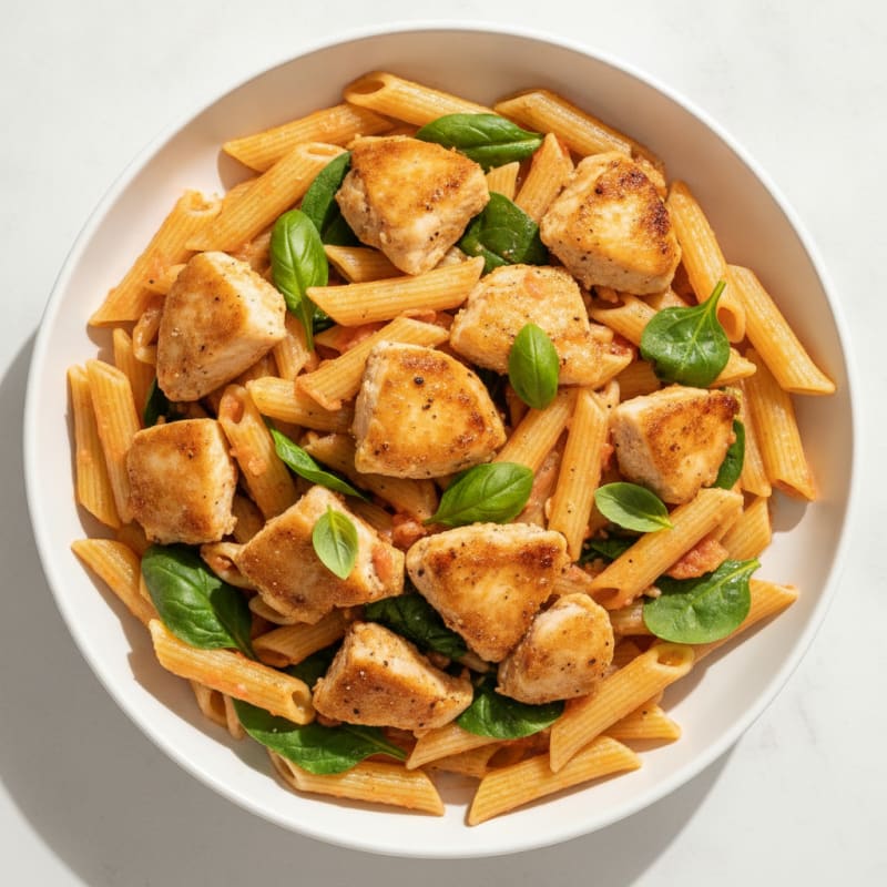 Chicken Thigh Pasta with Light Tomato Sauce