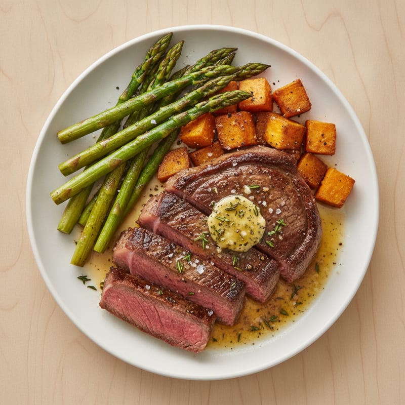 Pan-Seared Sirloin with Garlic Herb Butter
