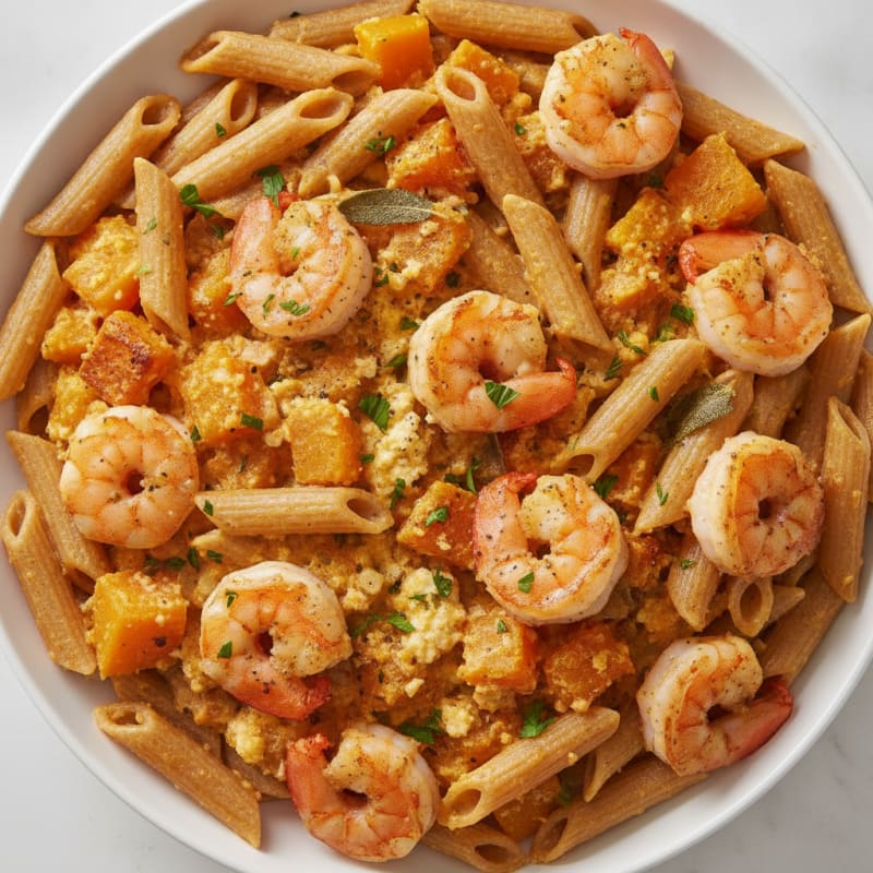 Shrimp and Butternut Squash Pasta Bake