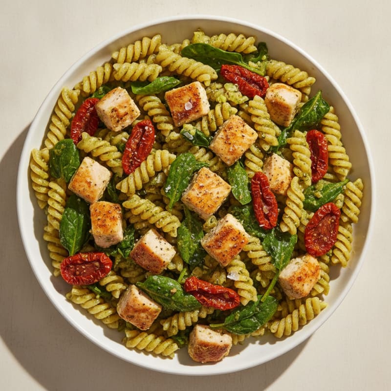 Pesto Chicken Pasta with Sun-Dried Tomatoes