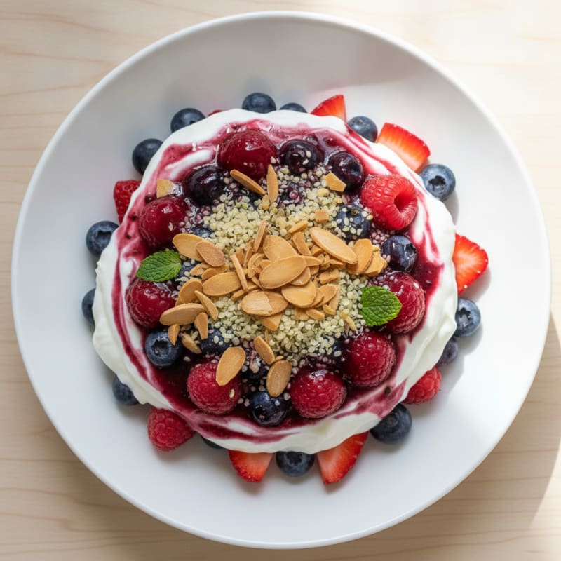 Greek Yogurt Protein Parfait with Mixed Berries