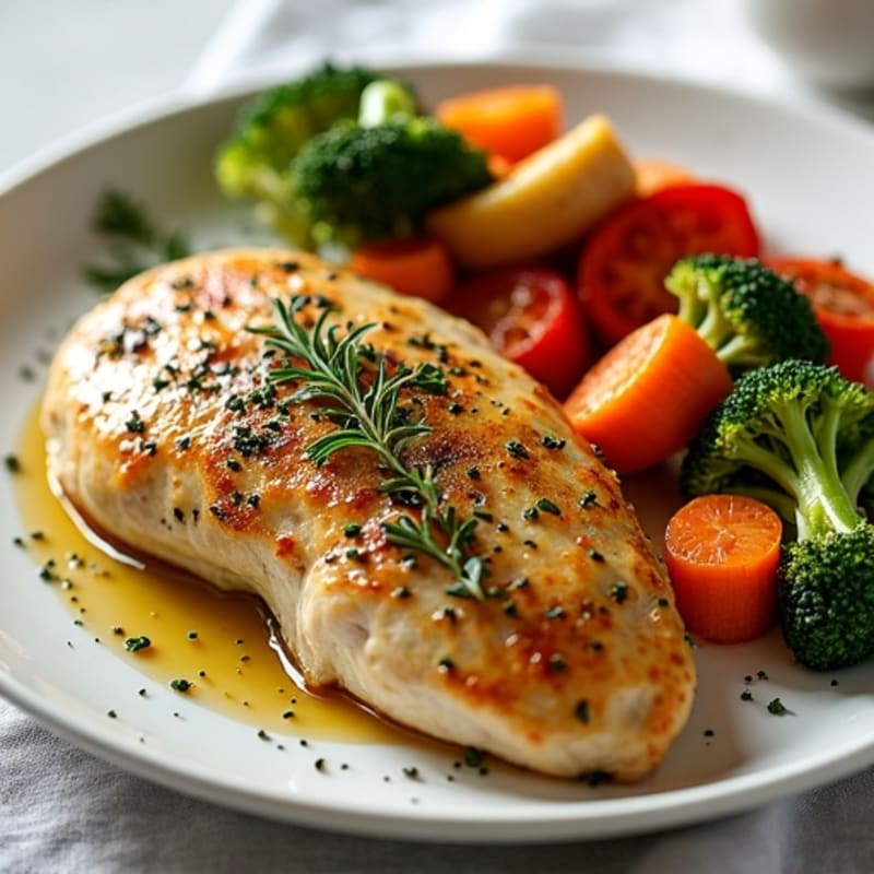 Herb-Crusted Pan Seared Chicken with Roasted Vegetables