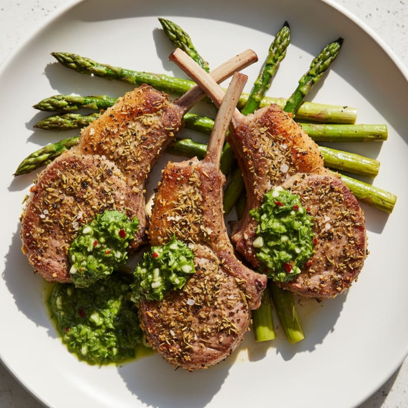 Tender Herb-Crusted Lamb Chops with Zesty Chimichurri