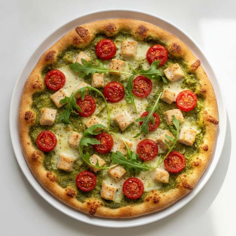 Chicken Pesto Pizza with Roasted Tomatoes