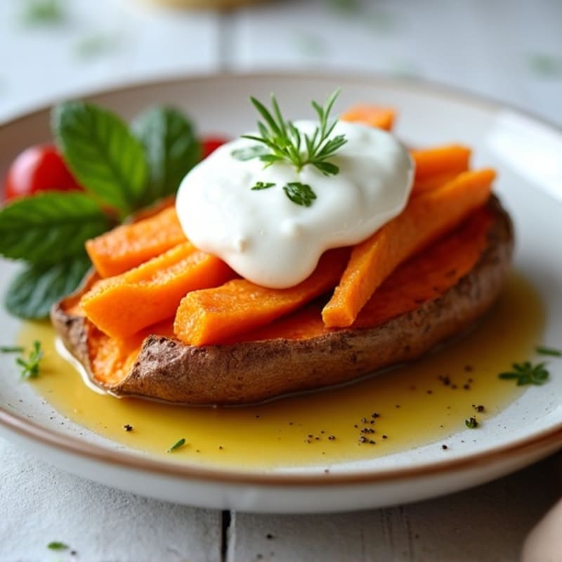 Protein-Packed Roasted Sweet Potato with Greek Yogurt