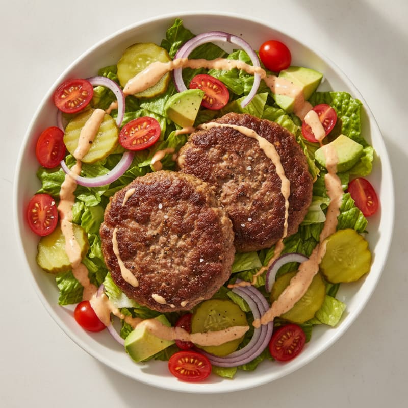 Classic Beef Burger Bowl with Special Sauce