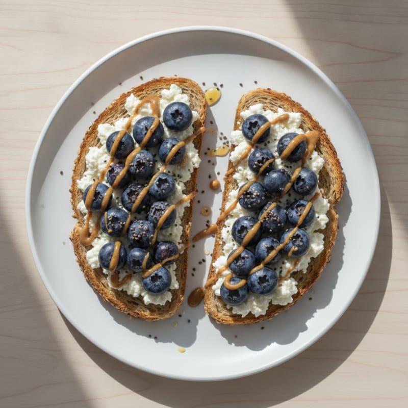 Cottage Cheese Berry Toast with Almond Butter