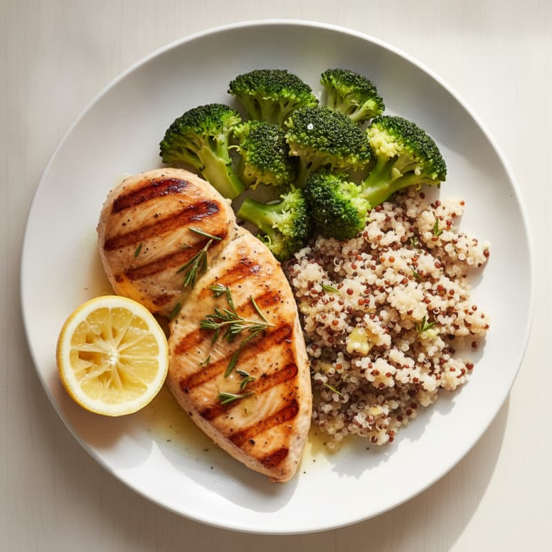 Grilled Turkey Breast with Steamed Broccoli and Quinoa