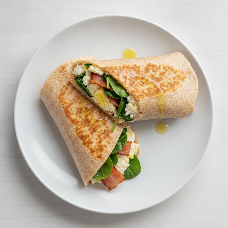 Crispy Turkey Bacon and Egg White Wrap with Spinach