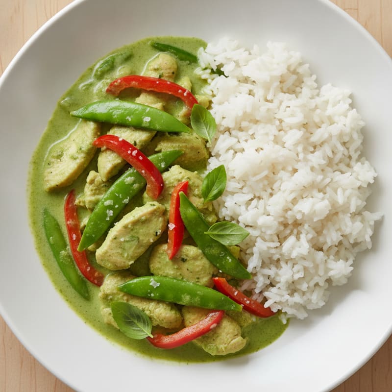 Green Curry Chicken with Coconut Rice
