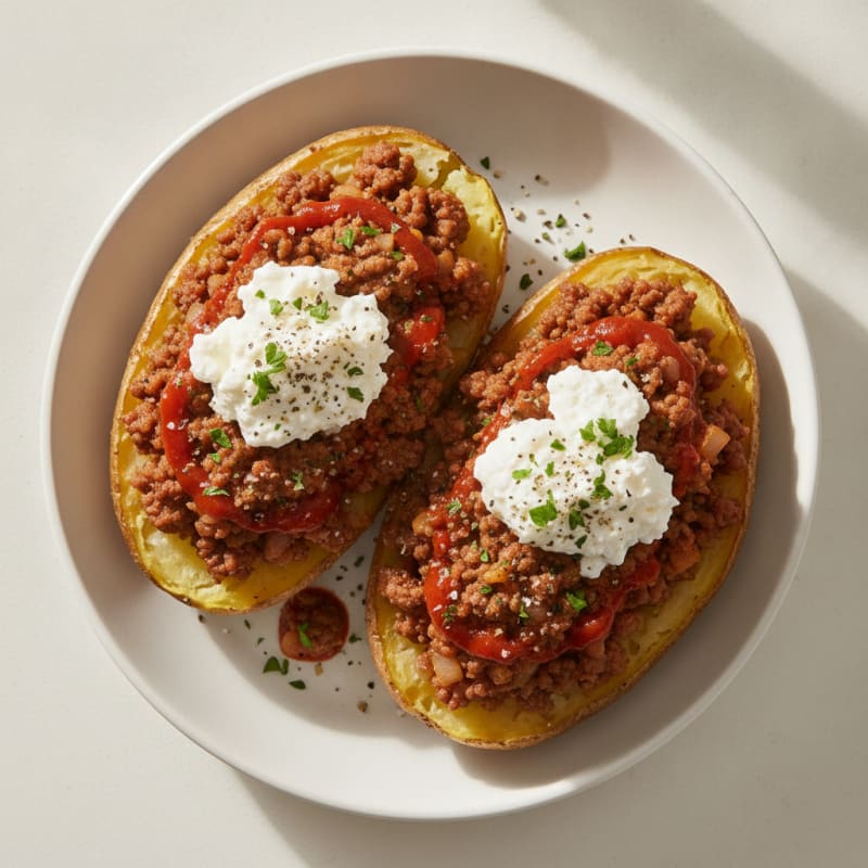 Beef Mince Loaded Baked Potatoes