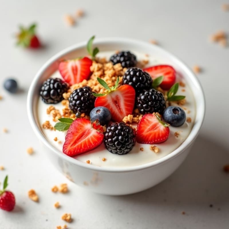 Creamy Greek Yogurt Bowl with Fresh Berries and Crunchy Granola