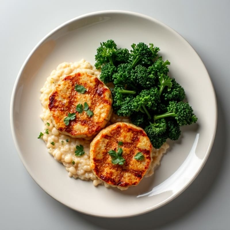 Grilled Tempeh Steaks with Creamy White Bean Mash and Sautéed Kale