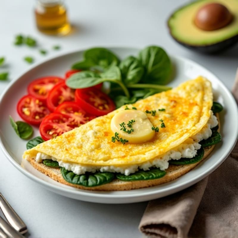 Egg White Spinach Omelette with Cottage Cheese