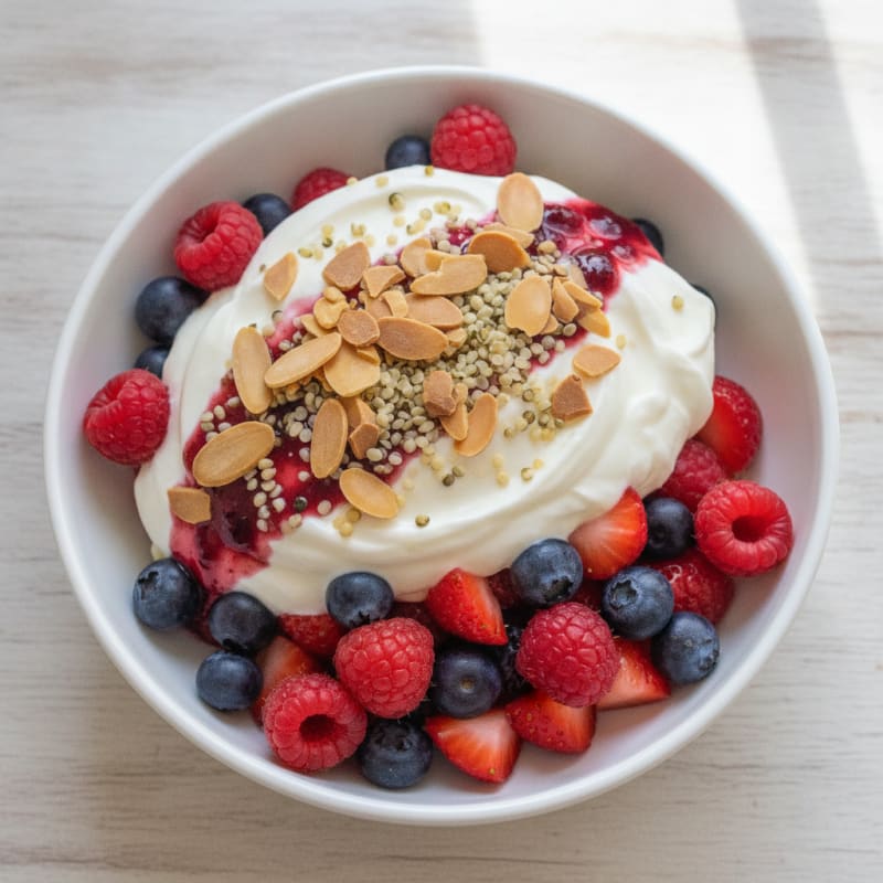 Greek Yogurt Protein Parfait with Mixed Berries