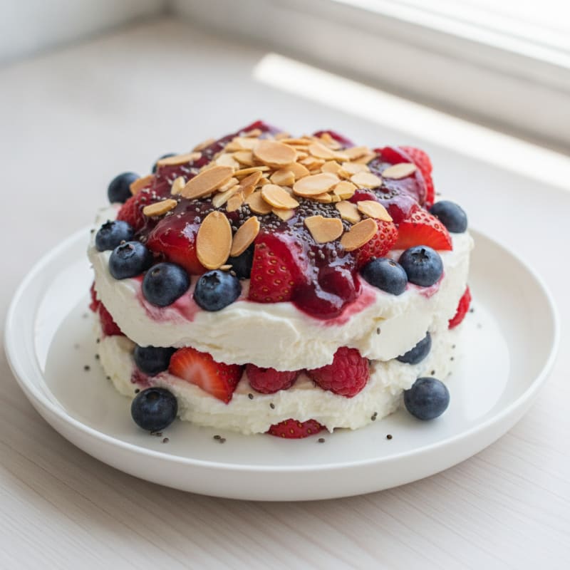 Greek Yogurt Protein Parfait with Mixed Berries and Almonds