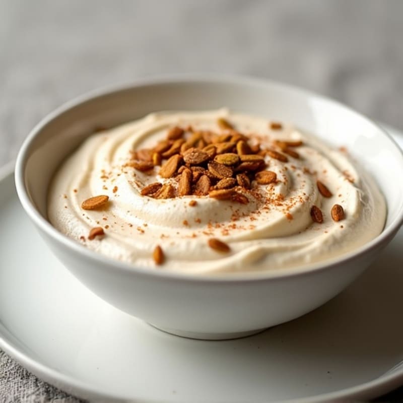 Creamy Greek Yogurt Protein Mousse with Cinnamon and Toasted Pumpkin Seeds