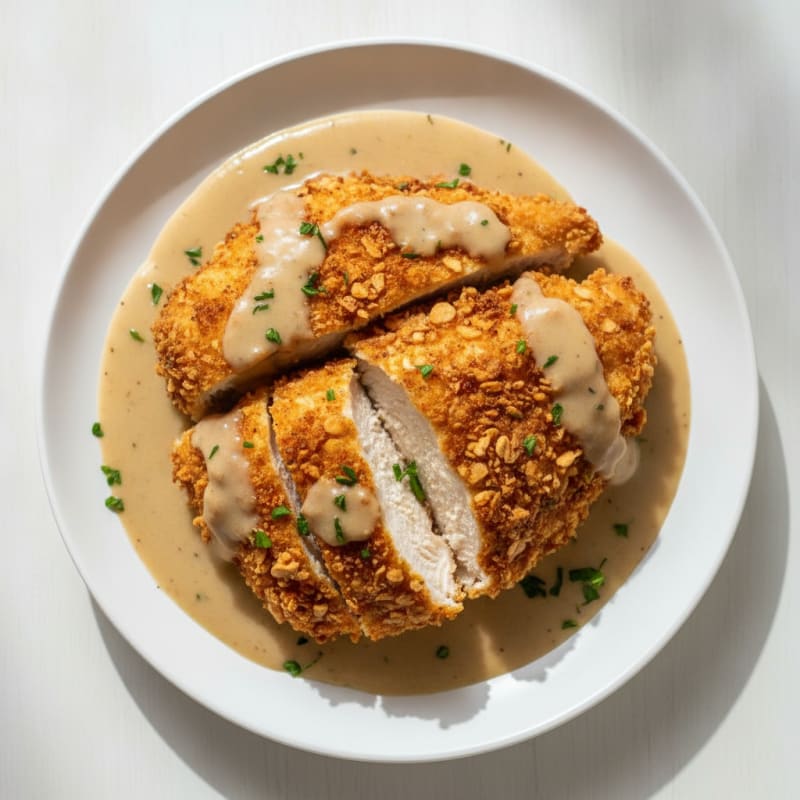 Crispy Buttermilk Fried Chicken with Creamy Gravy