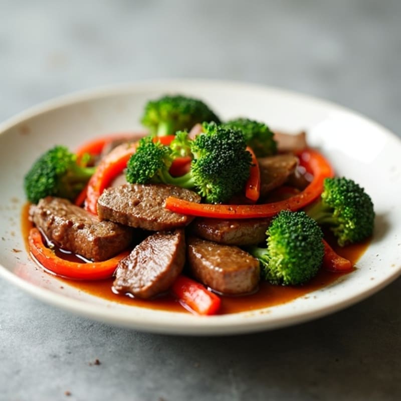 Garlic Ginger Beef and Crispy Broccoli Stir-Fry