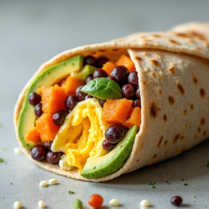 Hearty Egg, Black Bean, and Sweet Potato Breakfast Burrito