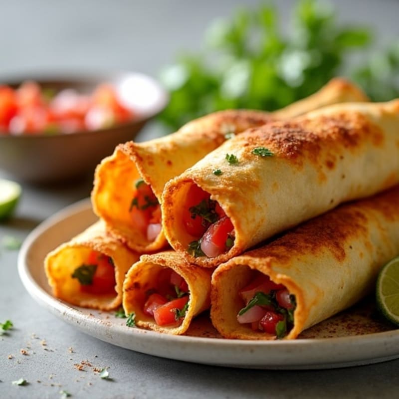 Crispy Baked Chicken Taquitos with Fresh Salsa