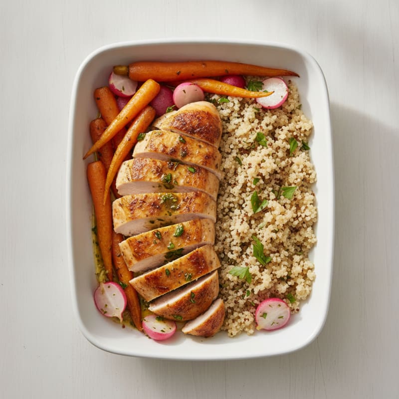 Herb-Roasted Chicken with Root Vegetables and Quinoa