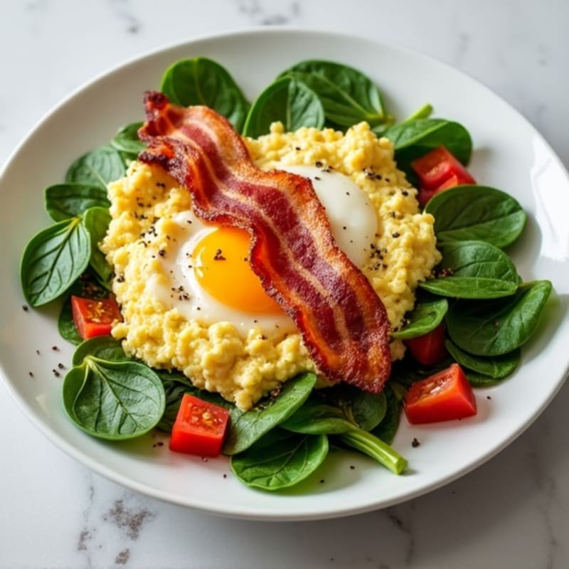 Egg White Scramble with Spinach and Turkey Bacon