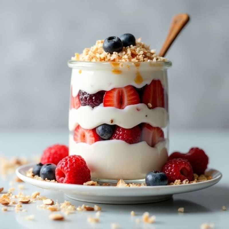Greek Yogurt Parfait with Fresh Berries and Almonds