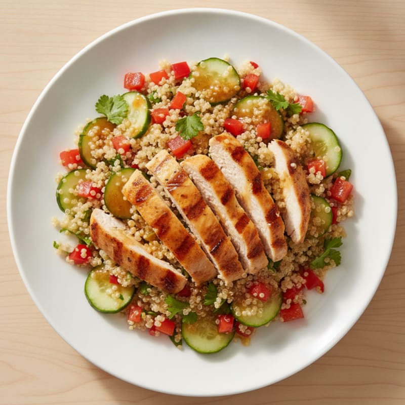 Grilled Chicken and Quinoa Salad with Crunchy Vegetables