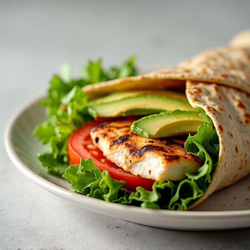 Grilled Chicken Wrap with Creamy Avocado and Fresh Greens