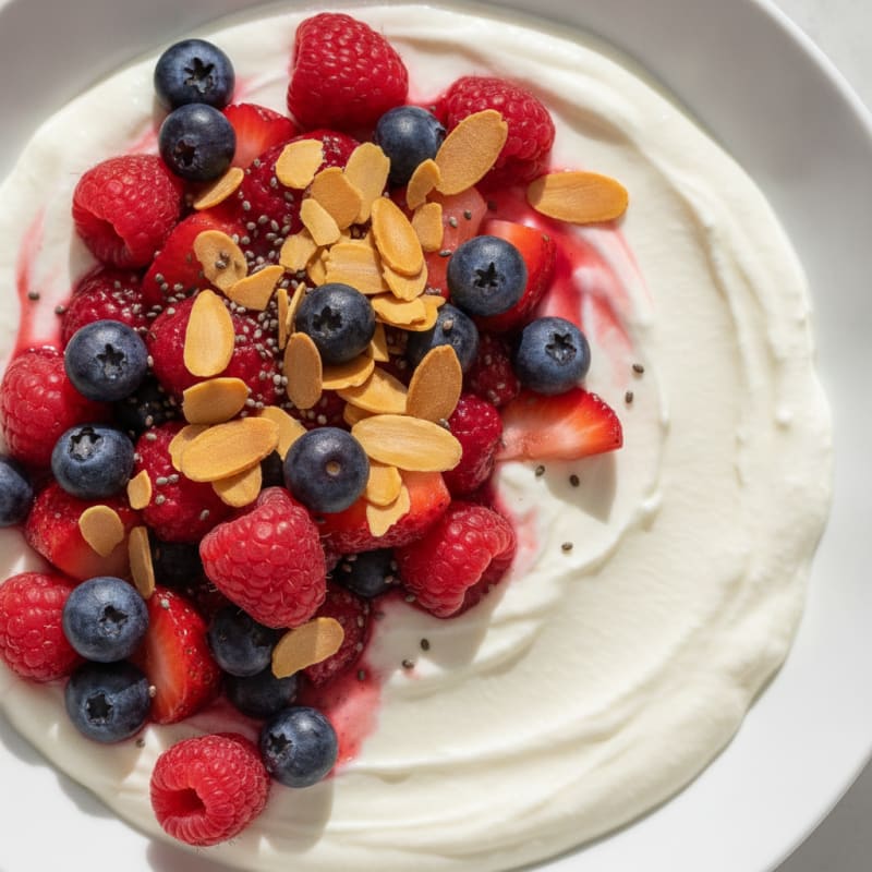 Silky Greek Yogurt Protein Pudding with Mixed Berries
