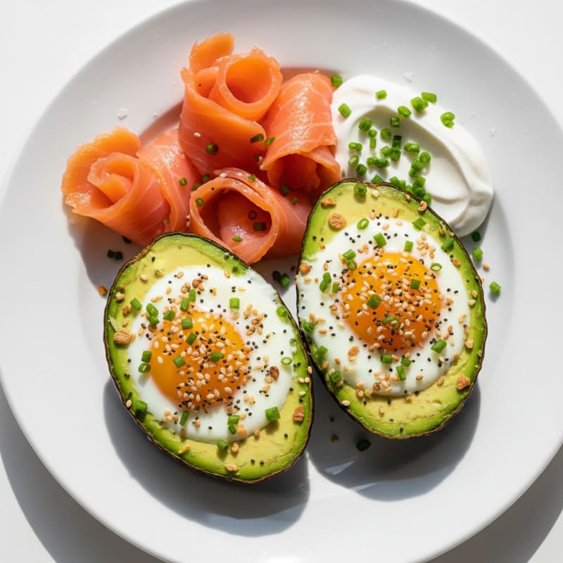 Baked Avocado Eggs with Everything Bagel Seasoning