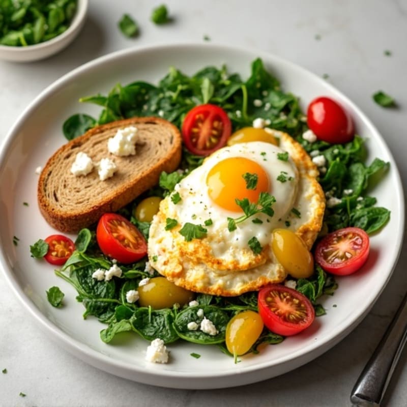 Fluffy Egg White Scramble with Fresh Spinach and Cherry Tomatoes