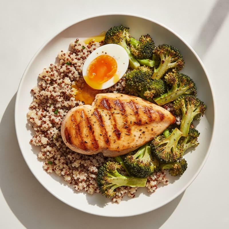 Grilled Chicken Breast with Roasted Broccoli and Quinoa