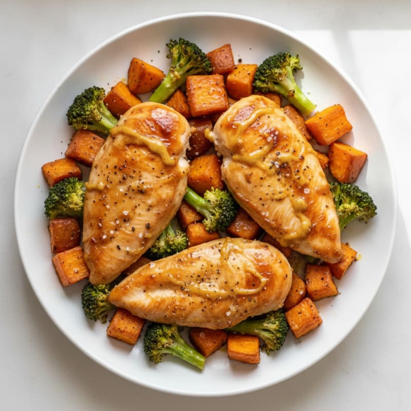 Sheet Pan Honey Mustard Chicken and Sweet Potatoes