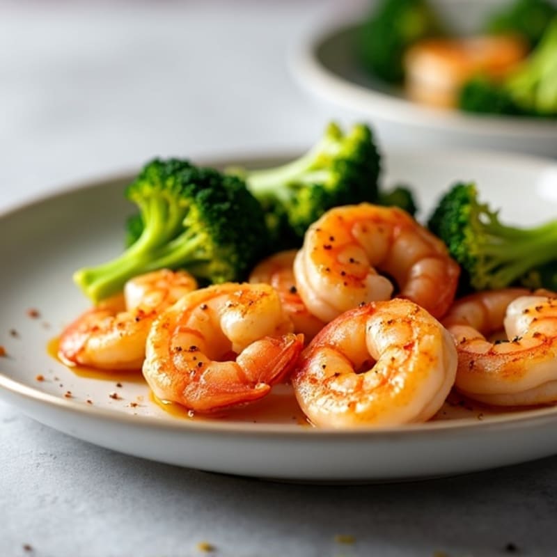 Pan-Seared Garlic Shrimp with Roasted Broccoli