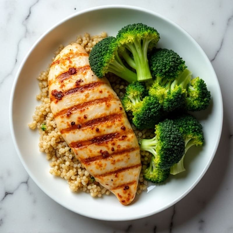 Grilled Chicken Breast with Quinoa and Steamed Broccoli