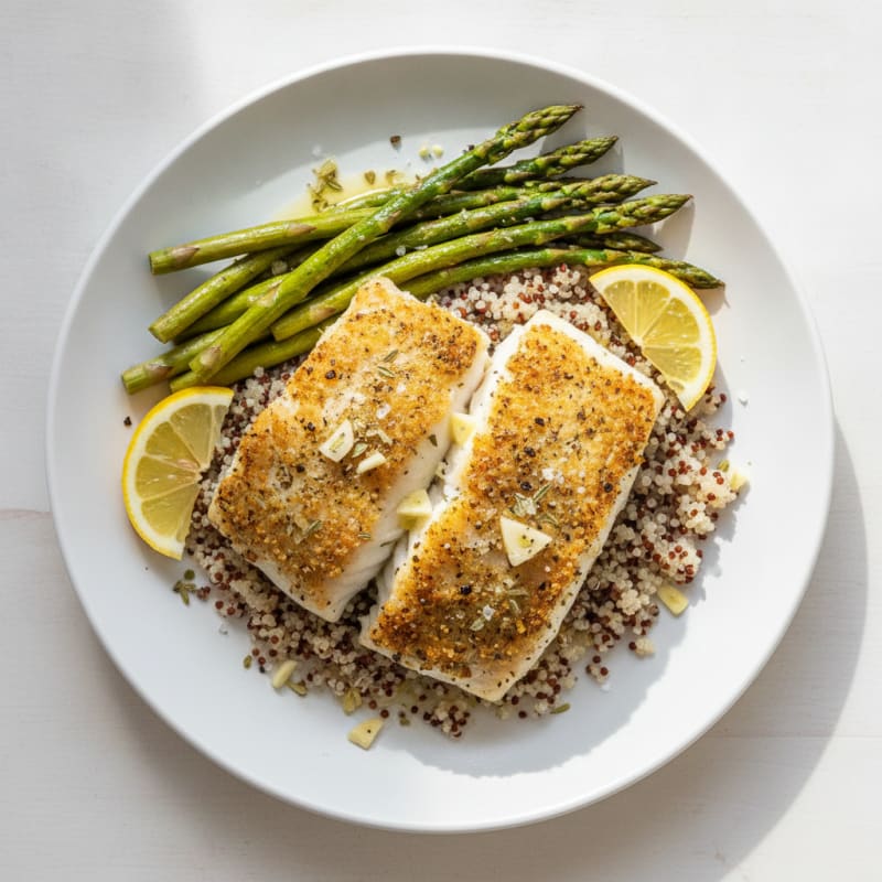 Lemon Herb Baked Cod with Asparagus