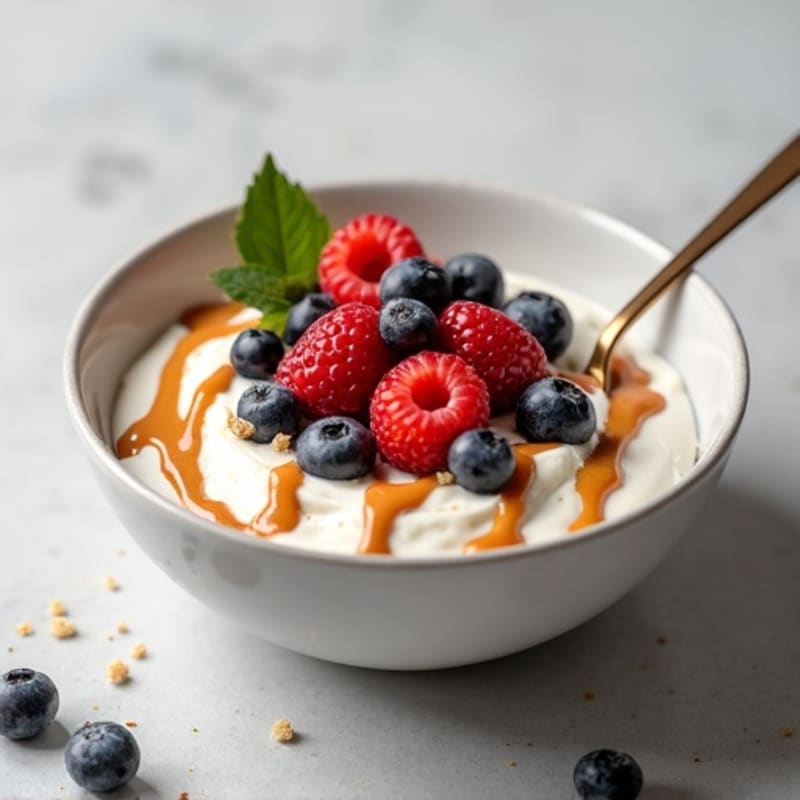Creamy Greek Yogurt Protein Bowl with Mixed Berries and Almond Butter