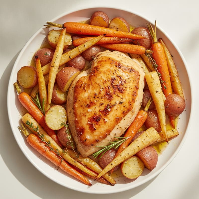 Garlic Herb Roasted Chicken with Root Vegetables
